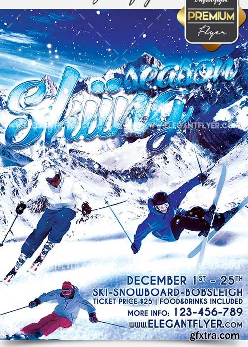 Skiing V11 Flyer PSD Template + Facebook Cover