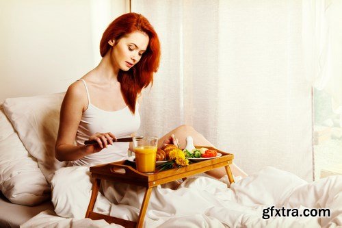 girl has breakfast - 21 UHQ JPEG Stock Images