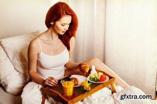 girl has breakfast - 21 UHQ JPEG Stock Images