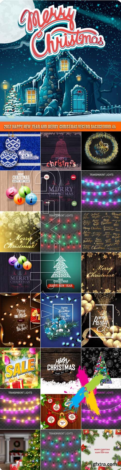 2017 Happy New Year and Merry Christmas vector background 46