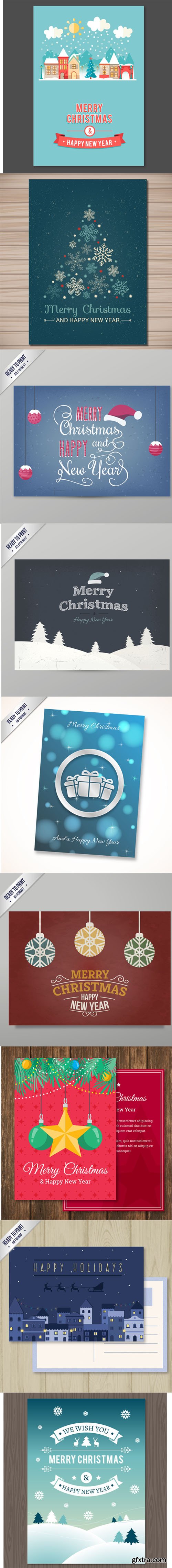 2017 Christmas & New Year Cards in Vector Vol.2 (20 Cards)