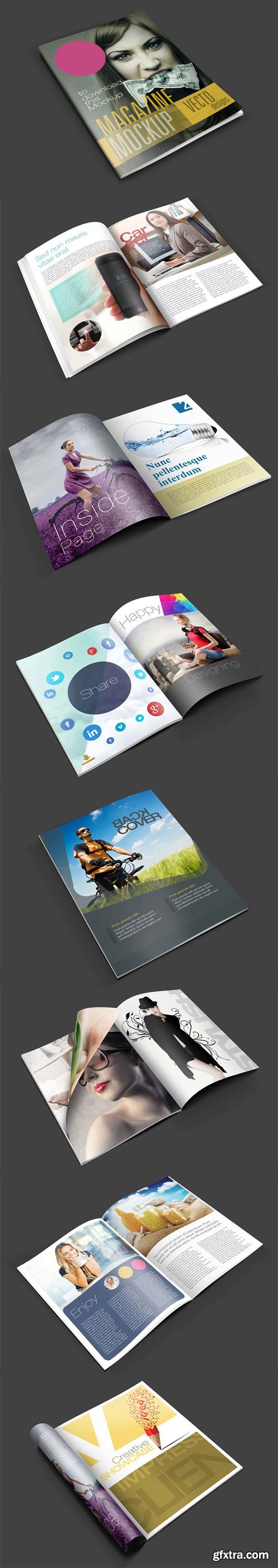 8 Magazine Mockups PSD