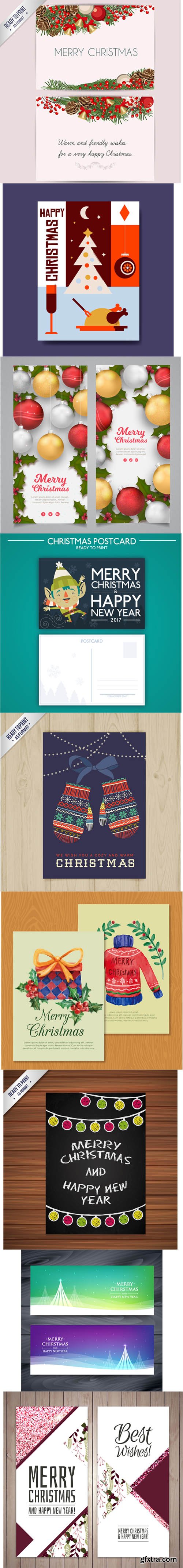 2017 Christmas & New Year Cards in Vector Vol.2 (20 Cards)