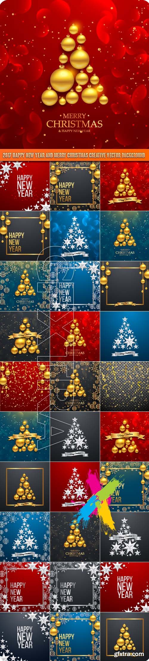 2017 Happy New Year and Merry Christmas Creative vector background