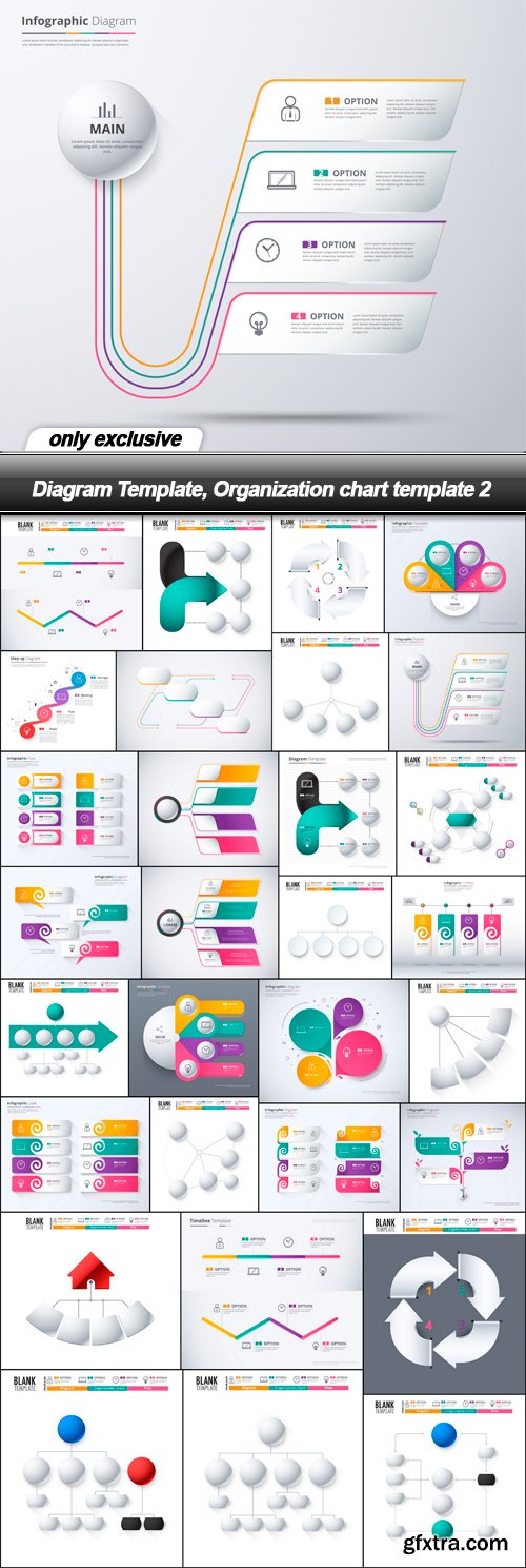 Diagram Template, Organization chart template 2 - 30 EPS