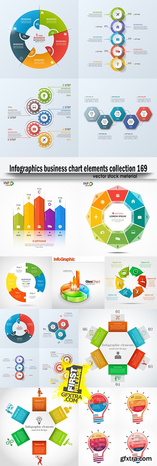 Infographics business chart elements collection 169