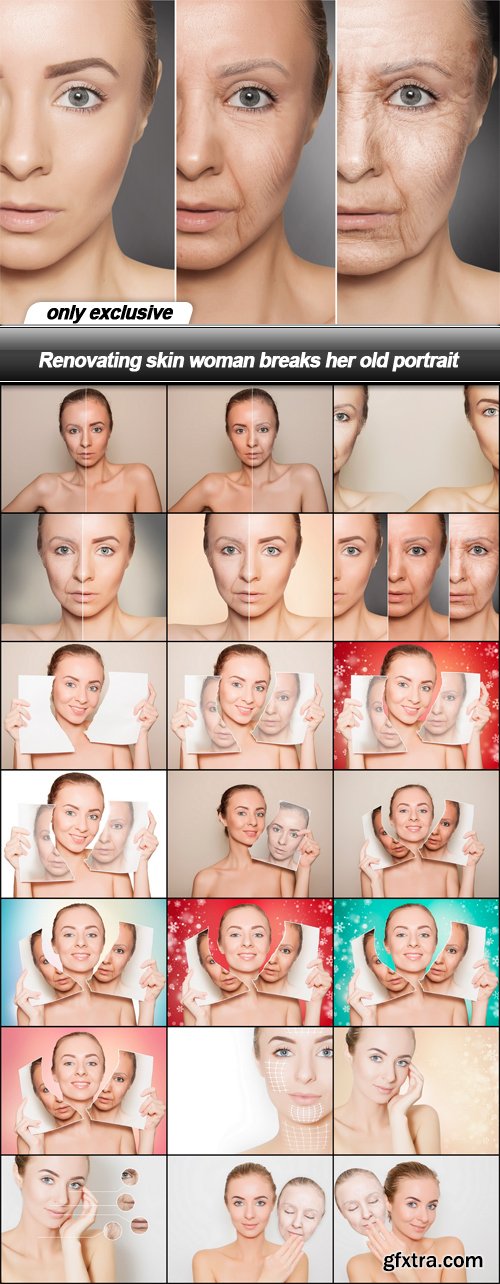 Renovating skin woman breaks her old portrait - 21 UHQ JPEG