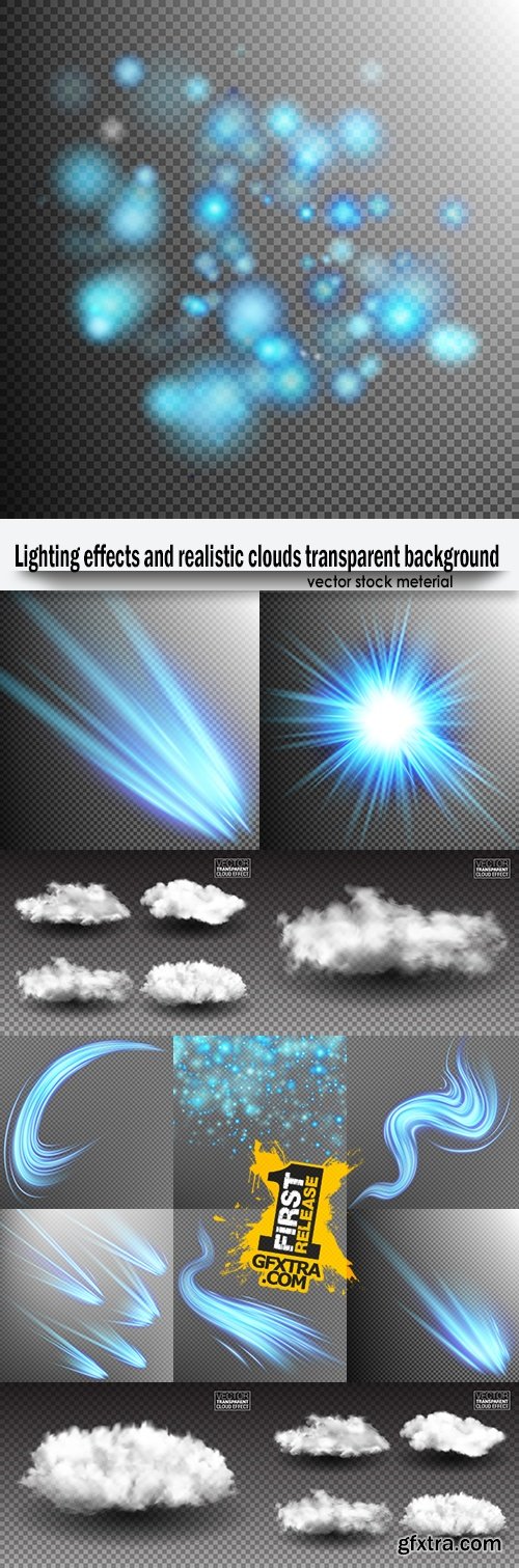 Lighting effects and realistic clouds transparent background