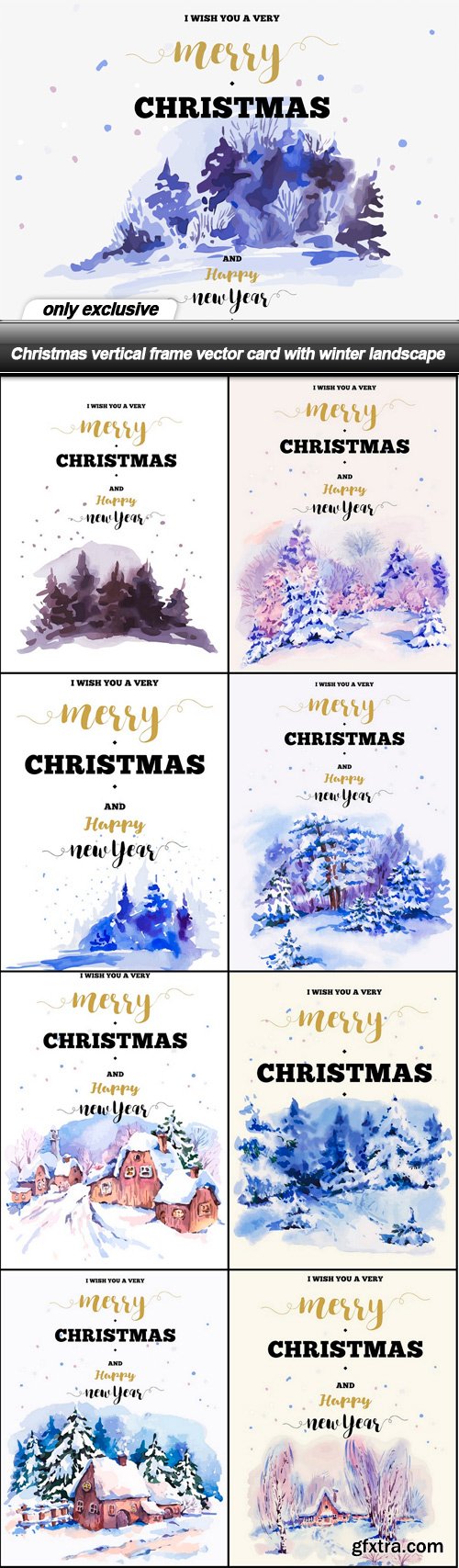 Christmas vertical frame vector card with winter landscape - 9 EPS