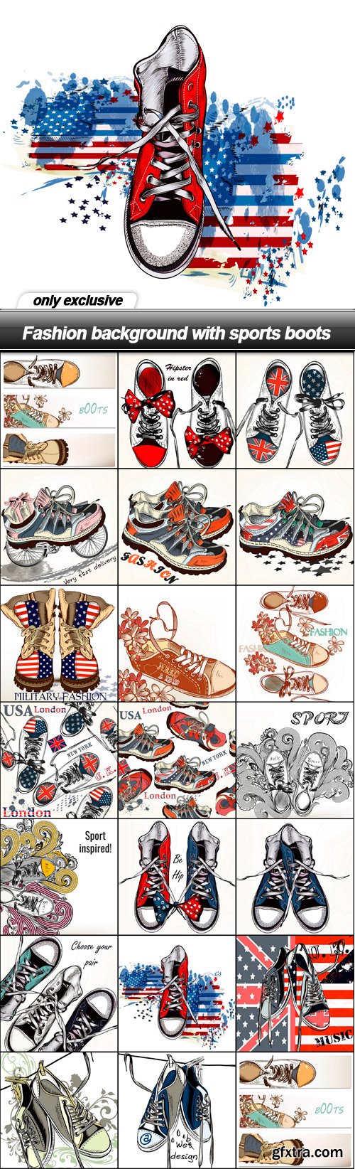 Fashion background with sports boots - 20 EPS