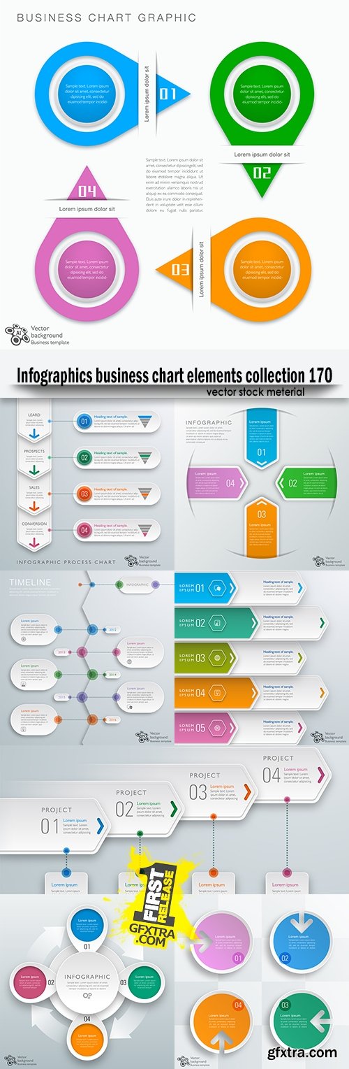 Infographics business chart elements collection 170