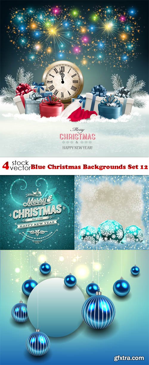 Vectors - Blue Christmas Backgrounds Set 12