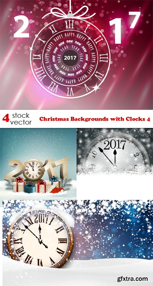 Vectors - Christmas Backgrounds with Clocks 4