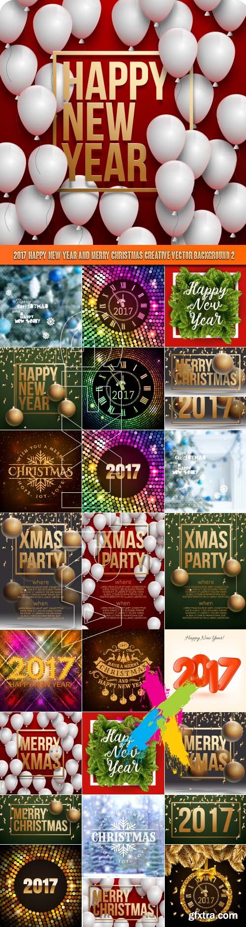 2017 Happy New Year and Merry Christmas Creative vector background 2