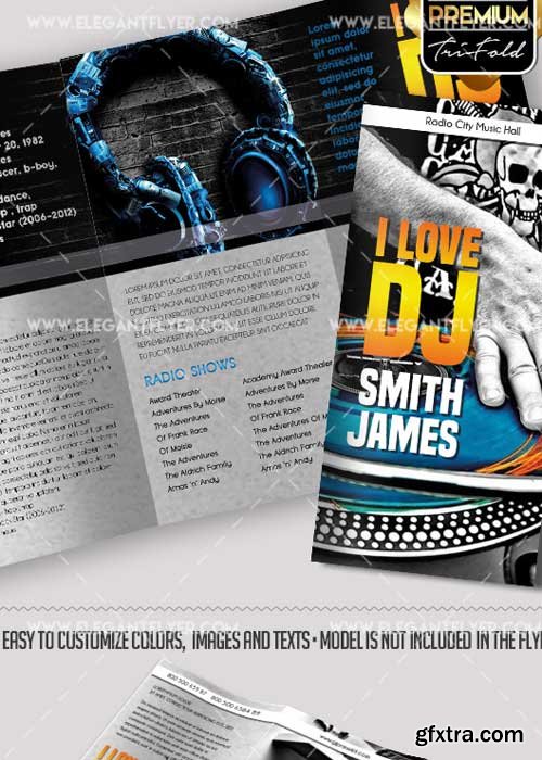 DJ Press Kit V1 Premium Tri-Fold PSD Brochure Template