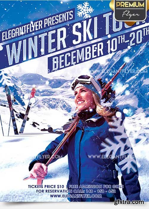 Ski Tour V5 Flyer PSD Template + Facebook Cover