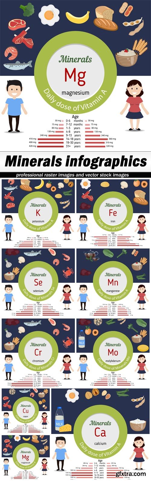 Minerals infographics - 9 EPS