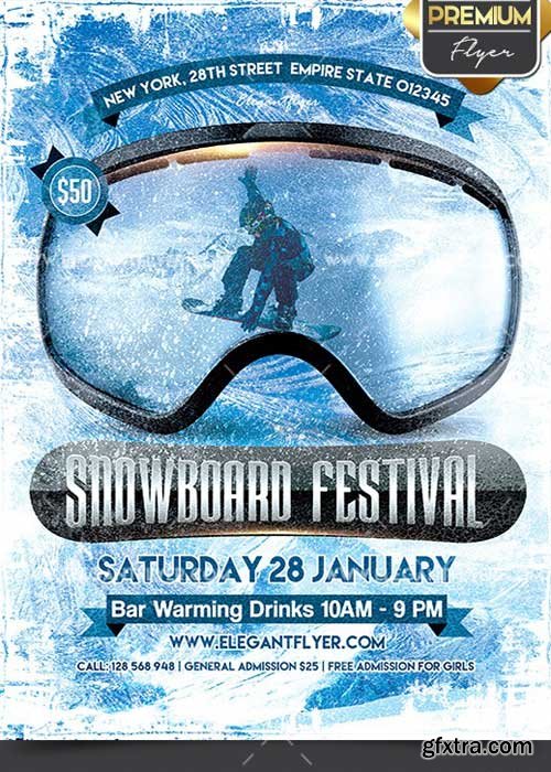 Snowboard Festival V6 Flyer PSD Template + Facebook Cover