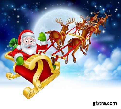 Santa Claus with reindeer 1 - 5 EPS