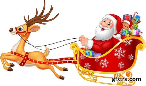 Santa Claus with reindeer 1 - 5 EPS