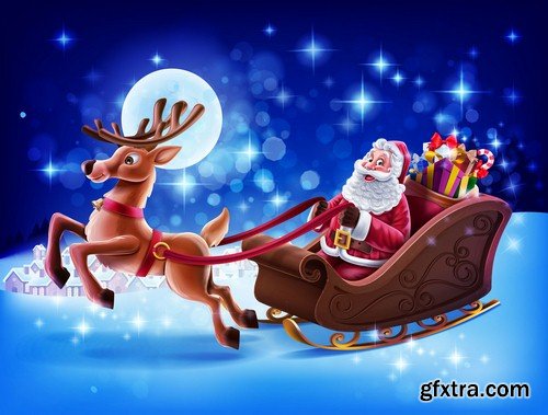 Santa Claus with reindeer 1 - 5 EPS