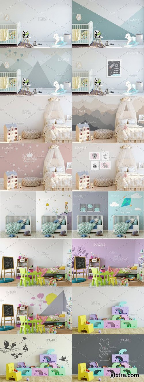 CM - Kids Wall & Frames Mockup - BUNDLE