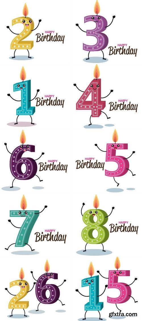 Happy Birthday Candle Number Character