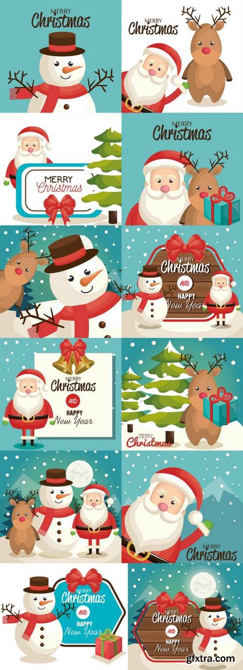 Happy Merry Christmas Santa Claus Character Vector