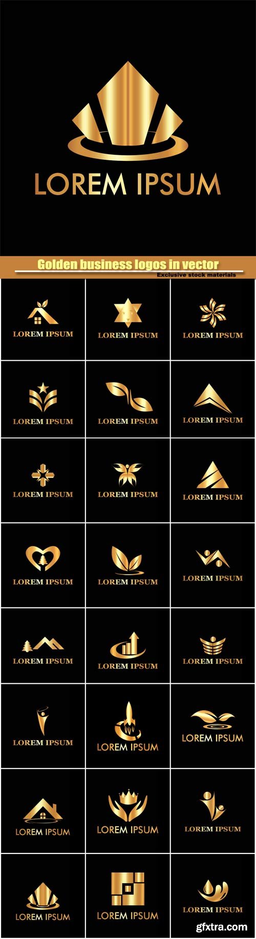 Stylish golden business logos in vector