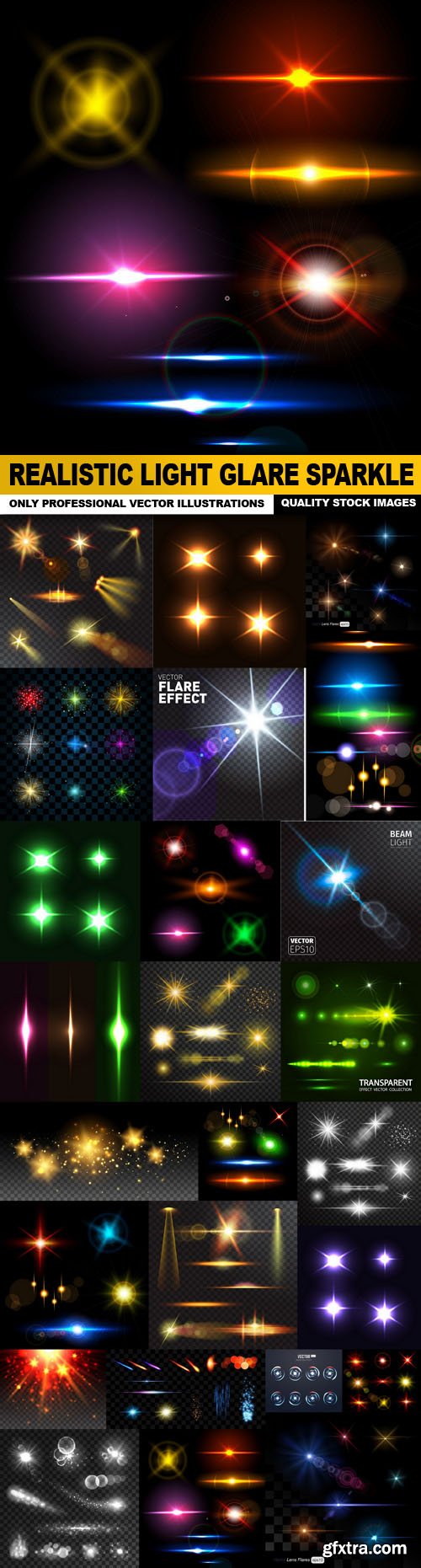 Realistic Light Glare Sparkle - 25 Vector