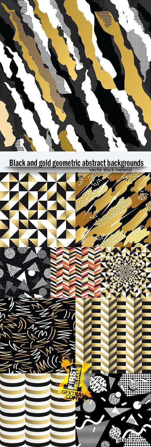 Black and gold geometric abstract backgrounds