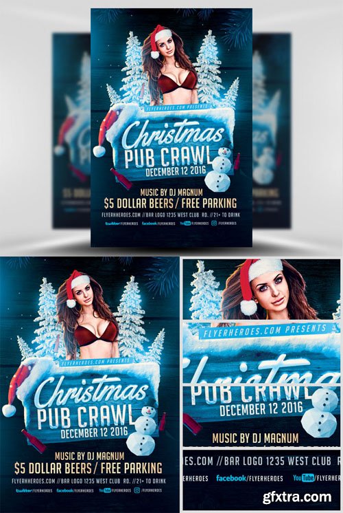 Christmas Pub Crawl Flyer Template