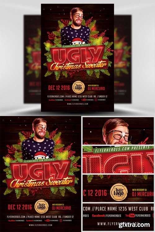 Ugly Sweater Christmas Flyer Template v2