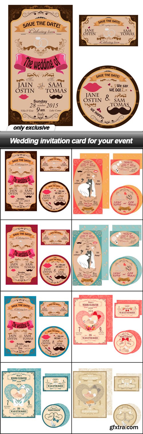 Wedding invitation card for your event - 8 EPS