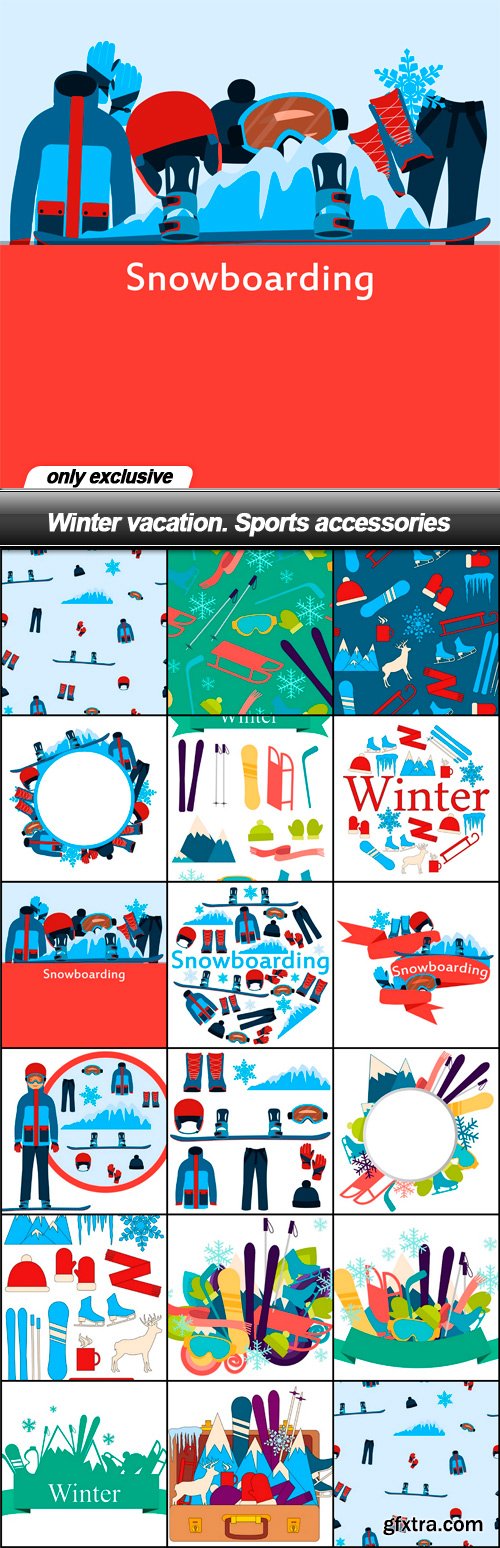 Winter vacation. Sports accessories - 17 EPS