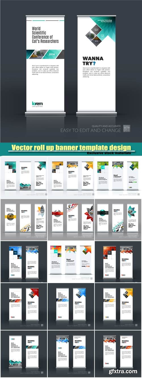 Business vector set of modern roll Up Banner