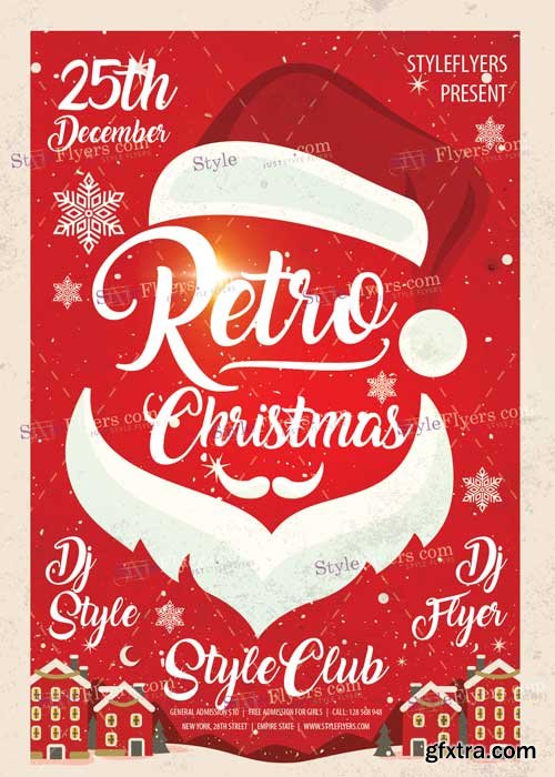 Retro Christmas V5 PSD Flyer Template