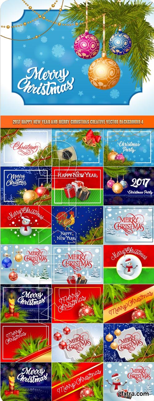 2017 Happy New Year and Merry Christmas Creative vector background 4