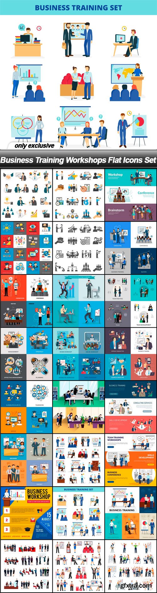 Business Training Workshops Flat Icons Set - 24 EPS