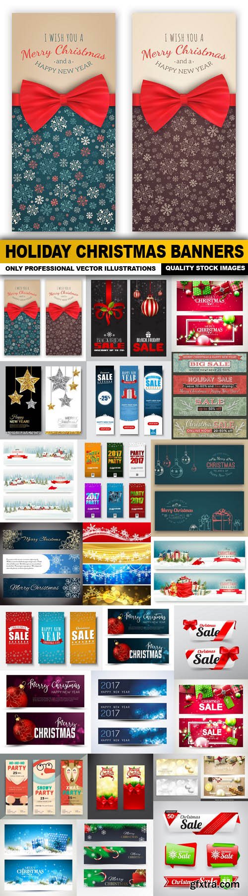 Holiday Christmas Banners - 25 Vector