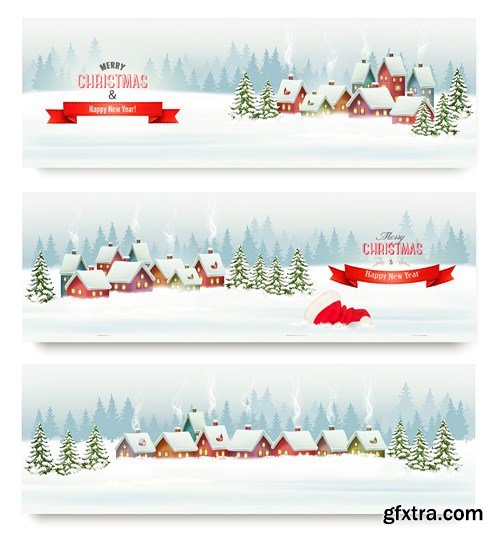 Holiday Christmas Banners - 25 Vector