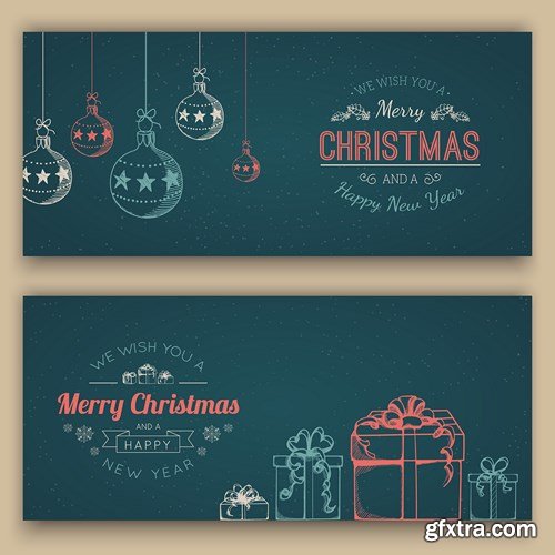 Holiday Christmas Banners - 25 Vector