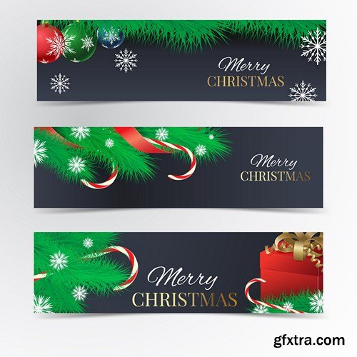 Holiday Christmas Banners - 25 Vector