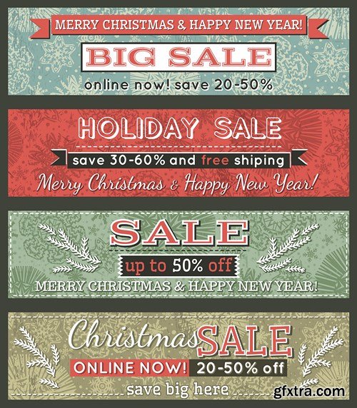 Holiday Christmas Banners - 25 Vector