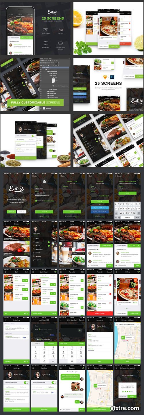 Eat It UI Kit - iOS Mobile UI Kit for food delivery