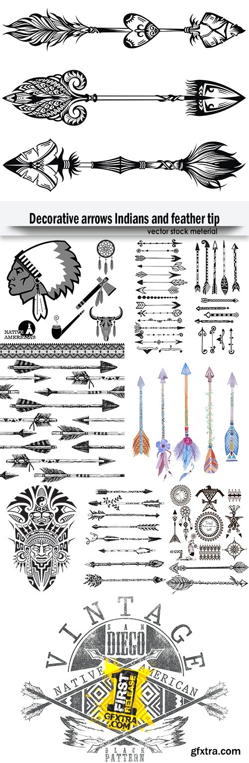 Decorative arrows Indians and feather tip