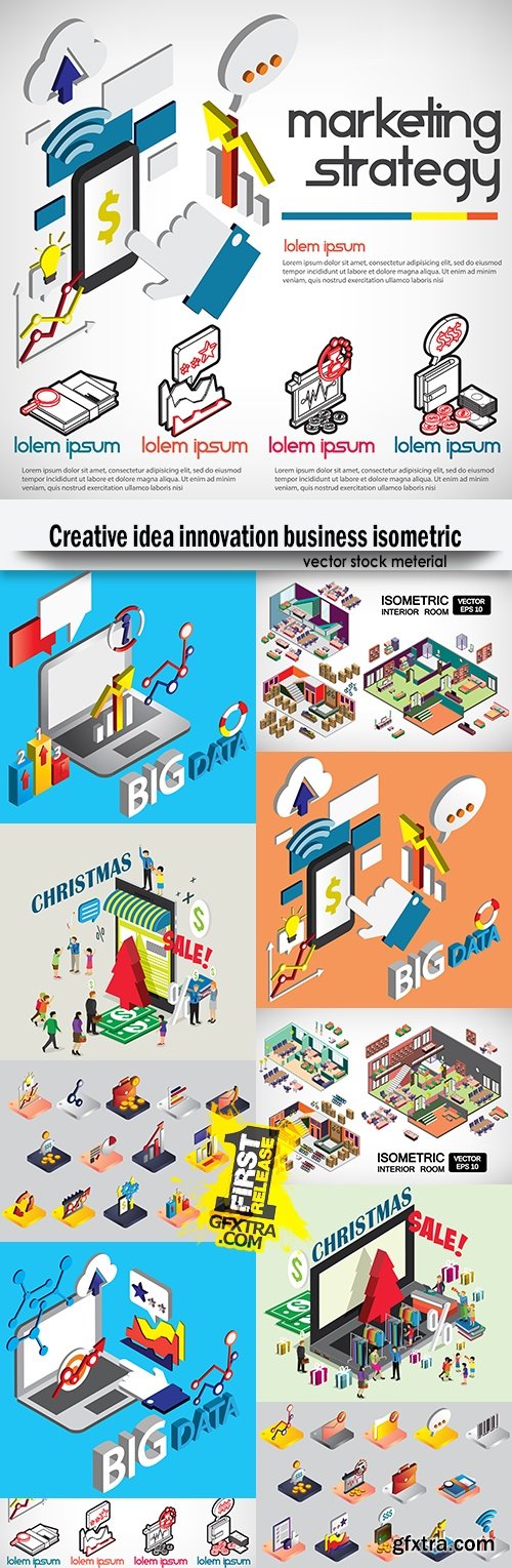 Creative idea innovation business isometric