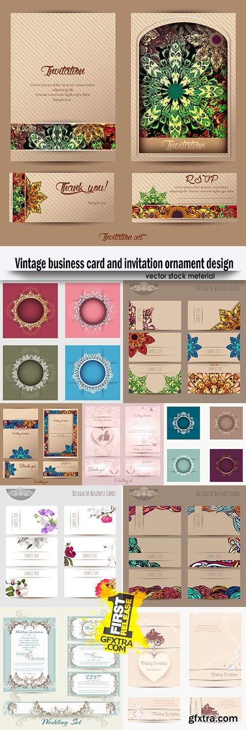 Vintage business card and invitation ornament design