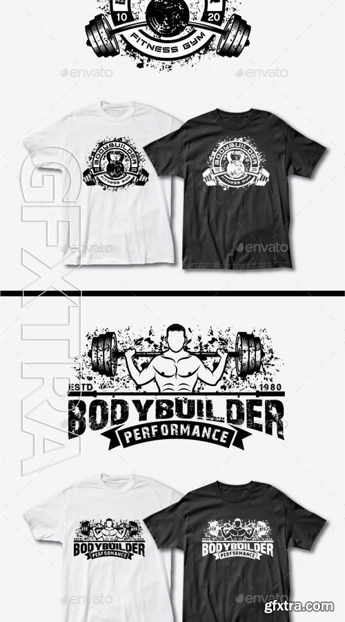 GraphicRiver - 10 Fitness T-Shirt Template Bundle 11958686