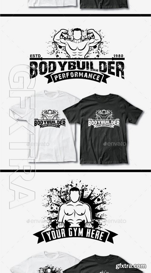 GraphicRiver - 10 Fitness T-Shirt Template Bundle 11958686